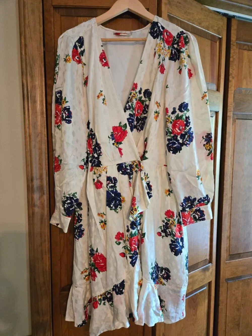Tory Burch Silk Ivory Floral Wrap Silk Dress